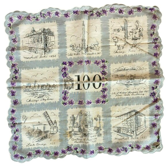 3 Vintage Handkerchiefs Mayfield Memphis Tennessee Florida Chicago MCM Souvenir - Picture 2 of 16